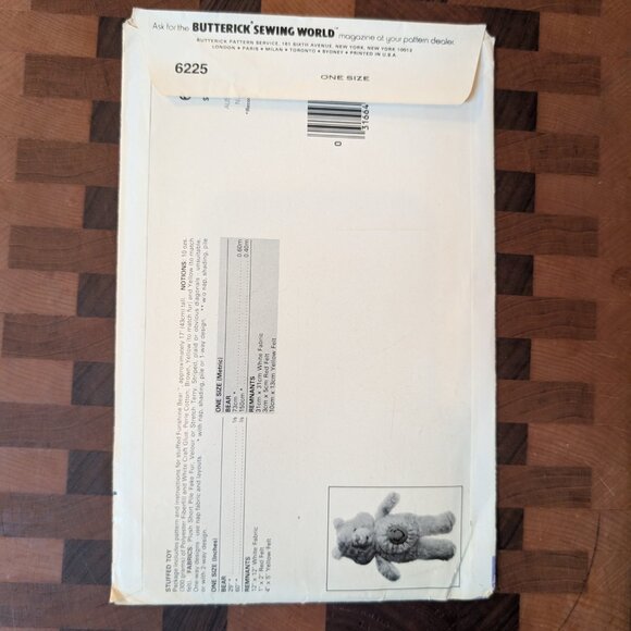 VINTAGE Butterick 6225 Funshine Bear - Uncut - Care Bears - circa 1983 - Picture 2 of 3